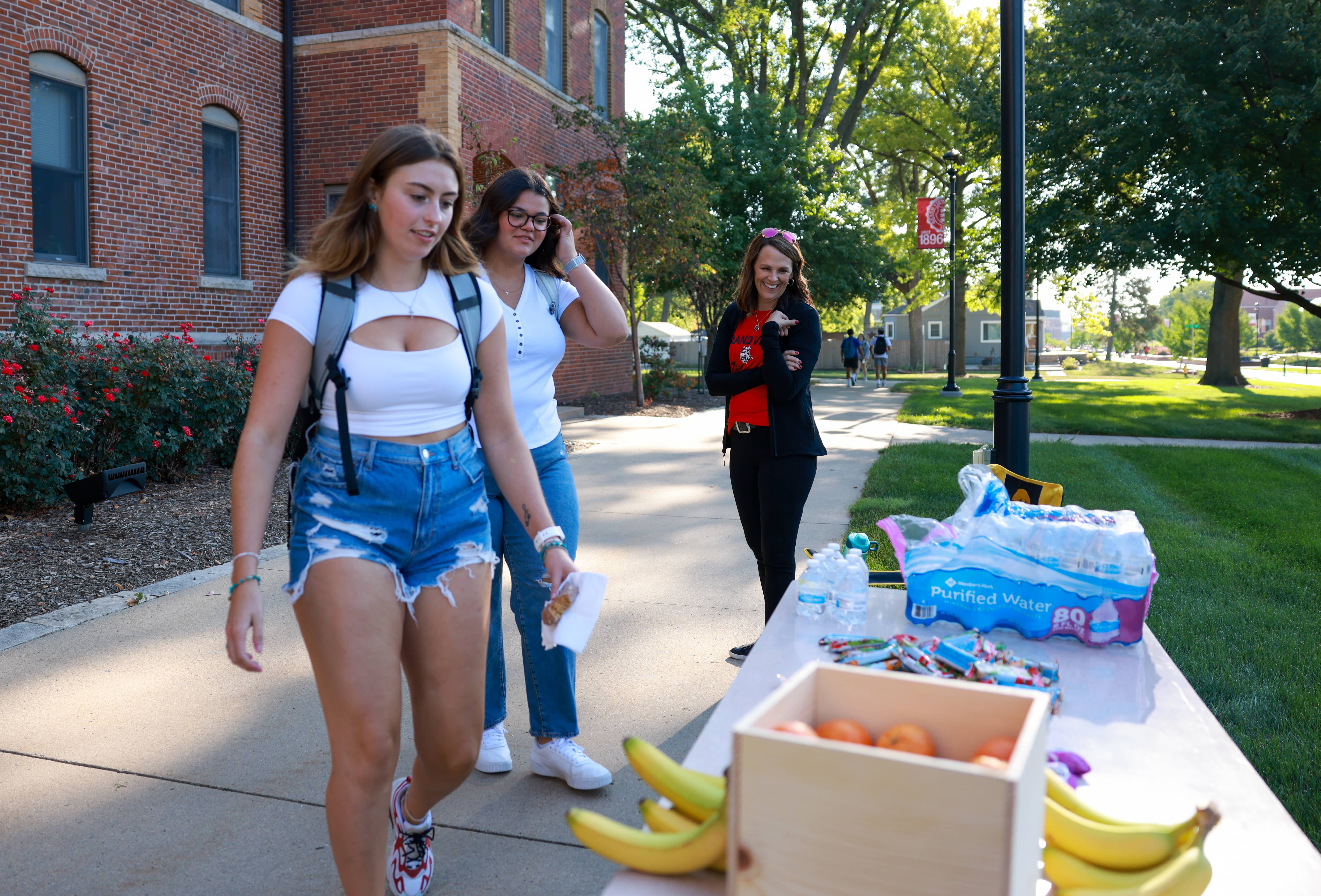 President Keck provides snacks for students on the first day of classes.